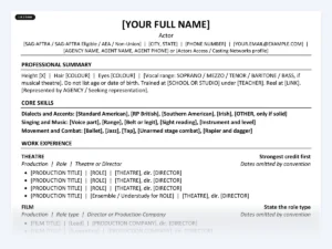Actor resume template