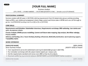 Business Analyst resume template