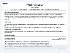 Data Analyst resume template