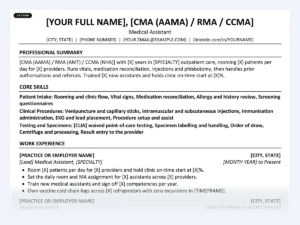 Medical Assistant resume template