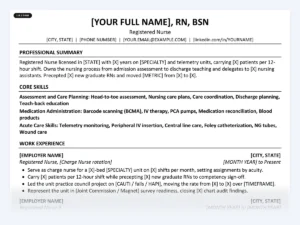 Registered Nurse resume template
