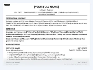 Software Engineer resume template
